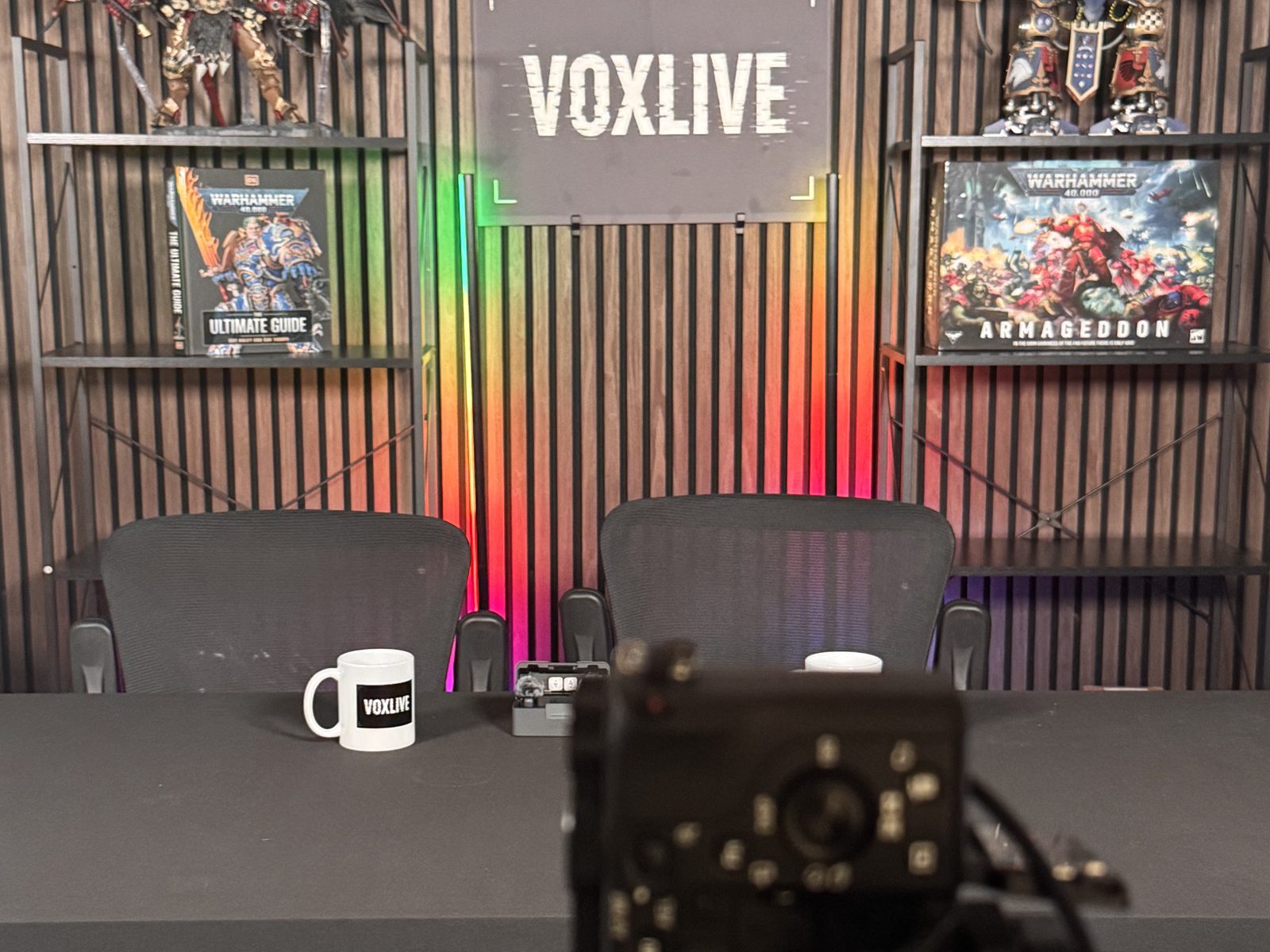 The Vox Live set from the camera position